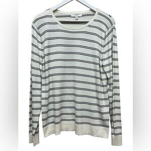 Banana Republic Forever Sweater Striped Size XL Cream Black  Women Crew Neck Top